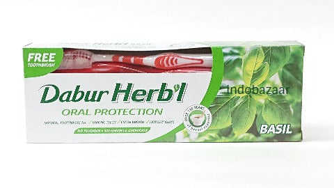 Dabur Toothpaste Basil 150g with free tooth brush