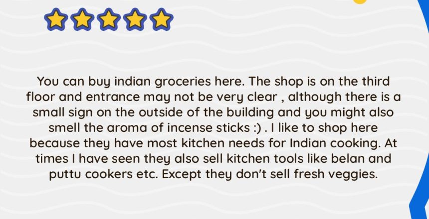 Indian Grocery Store on Third Floor